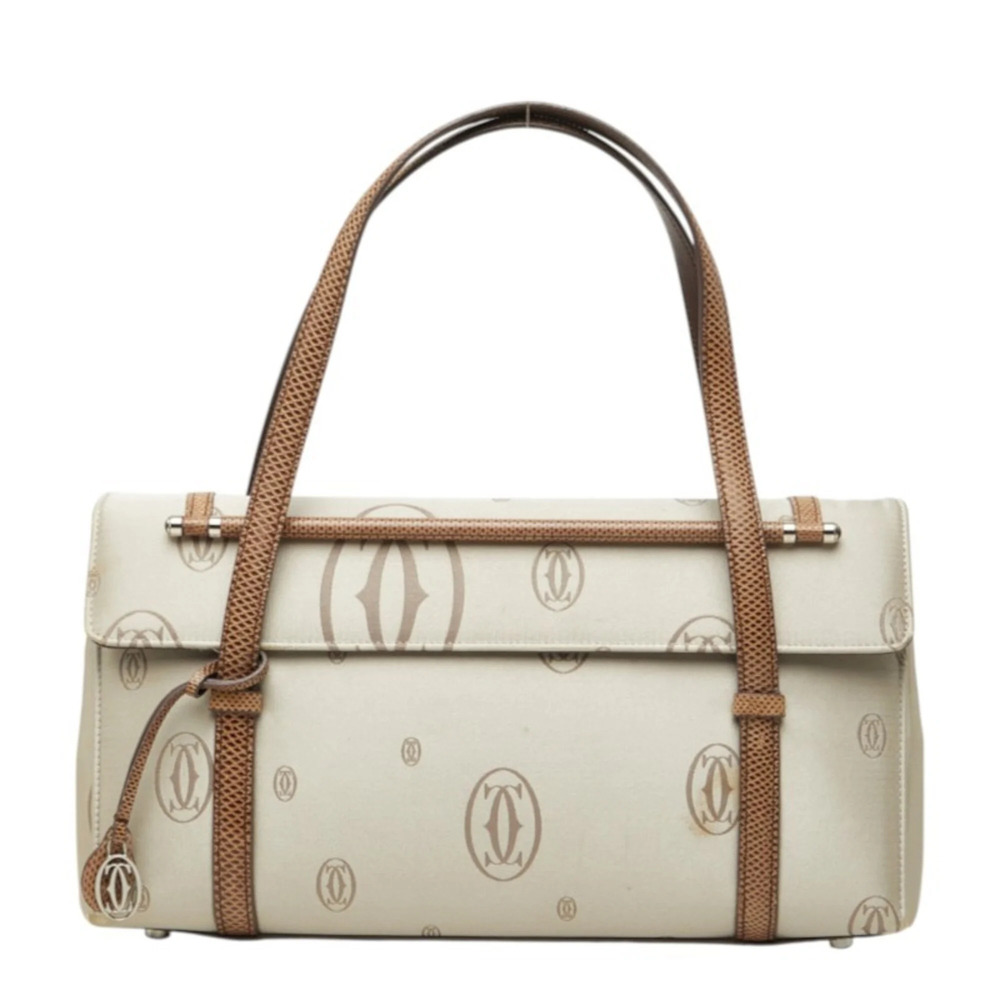Cartier Happy Birthday Handbag, Gray/Brown Satin Leather, Women's.